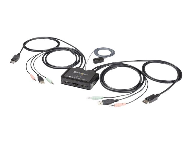 StarTech.com 2 Port DisplayPort KVM Switch 4K 60Hz - DP 1,2 - USB w/ Cables
