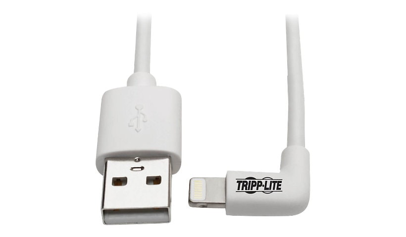 Eaton Tripp Lite Series USB-A to Right-Angle Lightning Sync/Charge Cable, MFi Certified - White, M/M, USB 2.0, 6 ft.