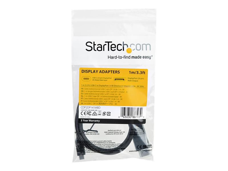 Thumbnail 5 of 10 for StarTech.com 3ft (1m) USB C to DisplayPort 1.4 Cable Reversible, 8K 60Hz/4K HDR, Bi-Directional Video Adapter Cable