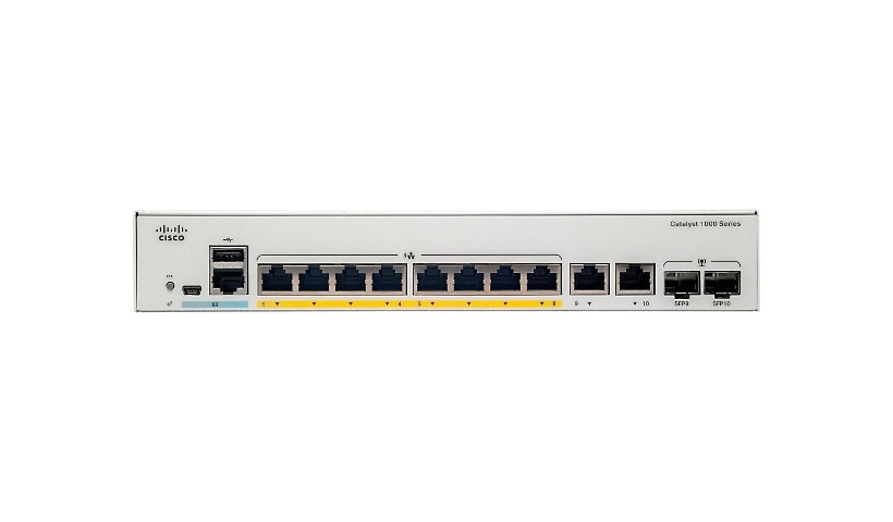 Cisco Catalyst 1000-8P-E-2G-L - switch - 8 ports - managed - rack-mountable