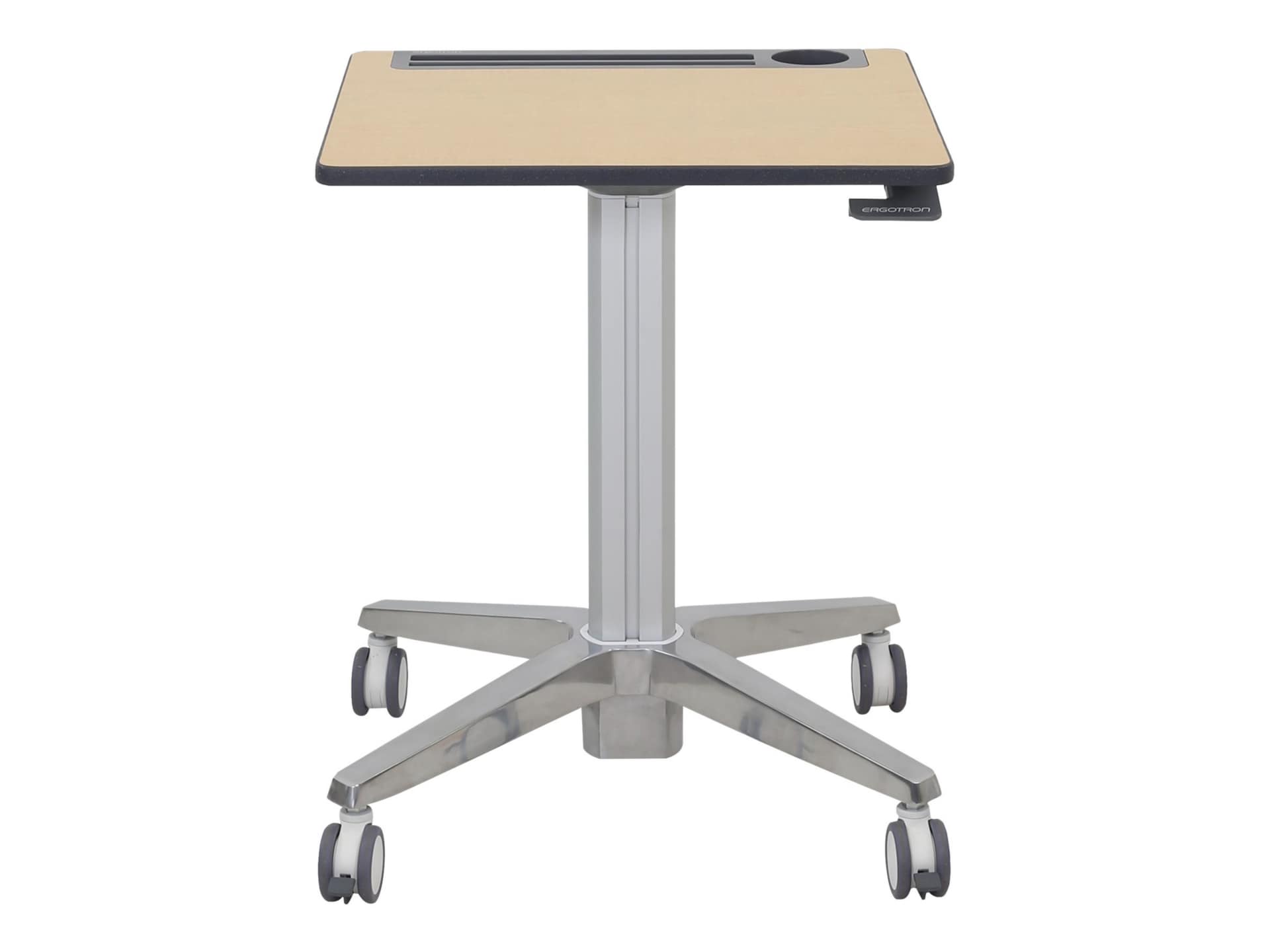 Ergotron - sit/standing desk - rectangular with contoured corners - gray, maple