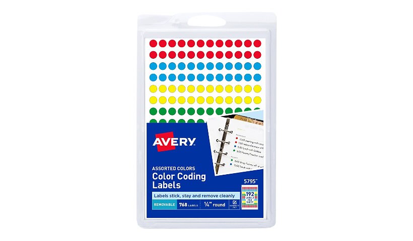 Avery 1/4" Removable Color-Coding Labels - Round, Assorted