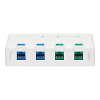 Tripp Lite Surface-Mount Box for Keystone Jacks - 4 Ports, White - surface mount box