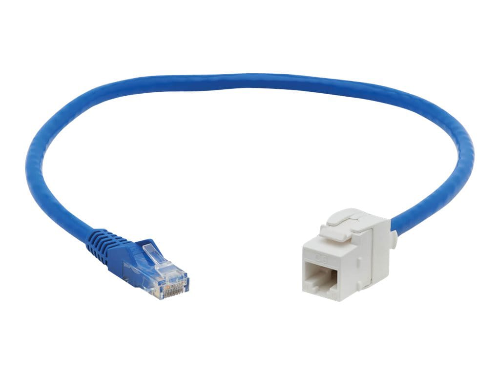 Eaton Tripp Lite Series Cat6 Keystone Jack Cable Assembly - Unshielded, PoE+, RJ45 M/F, 18 in., Blue - network extension