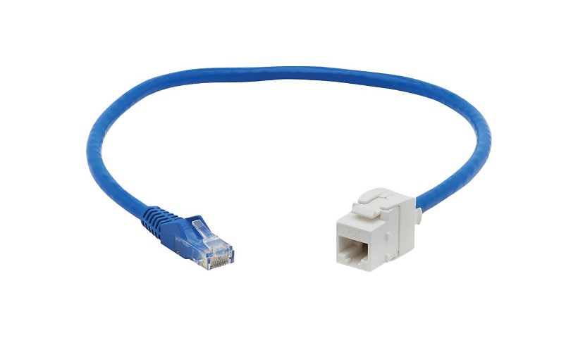 Tripp Lite Cat6 Keystone Jack Cable Assembly - Unshielded, PoE+, RJ45 M/F, 18 in., Blue - network extension cable - 1.5