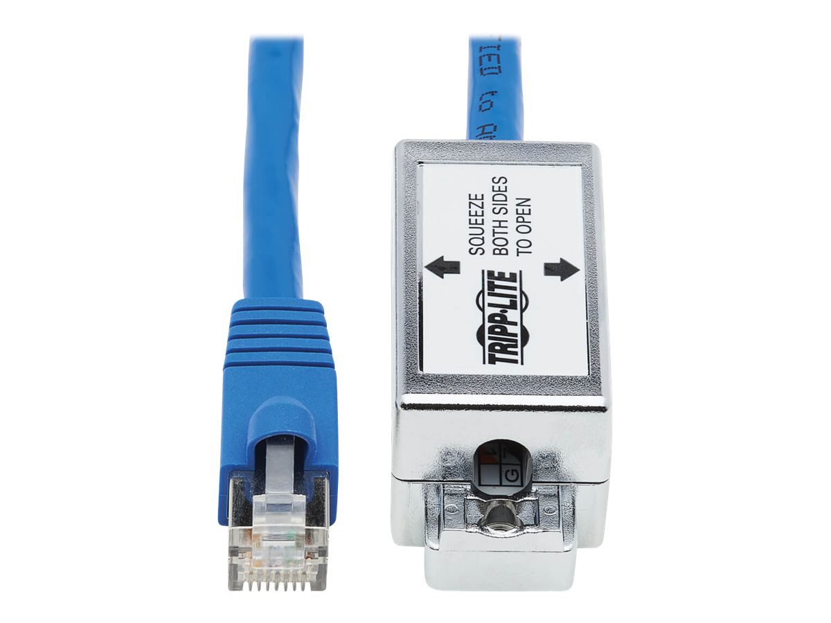 Tripp Lite Cat6a Junction Box Cable Assembly - Surface Mount, Shielded, PoE+, RJ45/110 Punchdown, 18 in., Blue - network