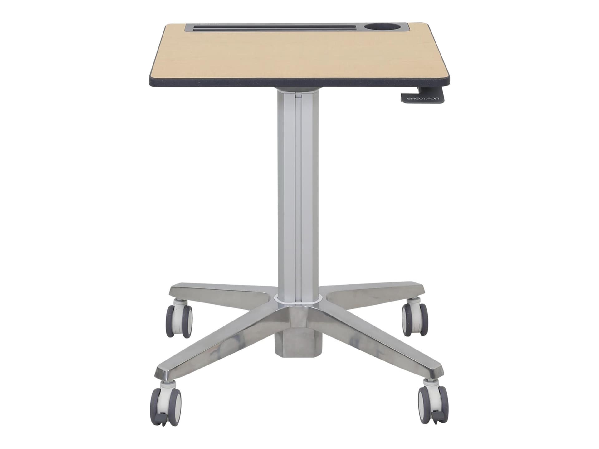 Ergotron - sit/standing desk - rectangular with contoured corners - gray, maple