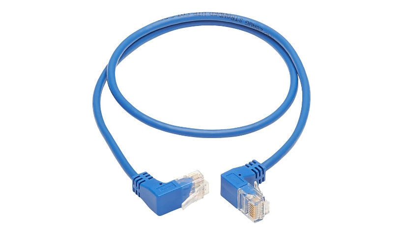 Tripp Lite Up/Down-Angle Cat6 Gigabit Molded Slim UTP Ethernet Cable (RJ45 Up-Angle M to RJ45 Down-Angle M), Blue, 2 ft.