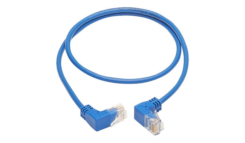 Tripp Lite Up/Down-Angle Cat6 Gigabit Molded Slim UTP Ethernet Cable (RJ45 Up-Angle M to RJ45 Down-Angle M), Blue, 3 ft.