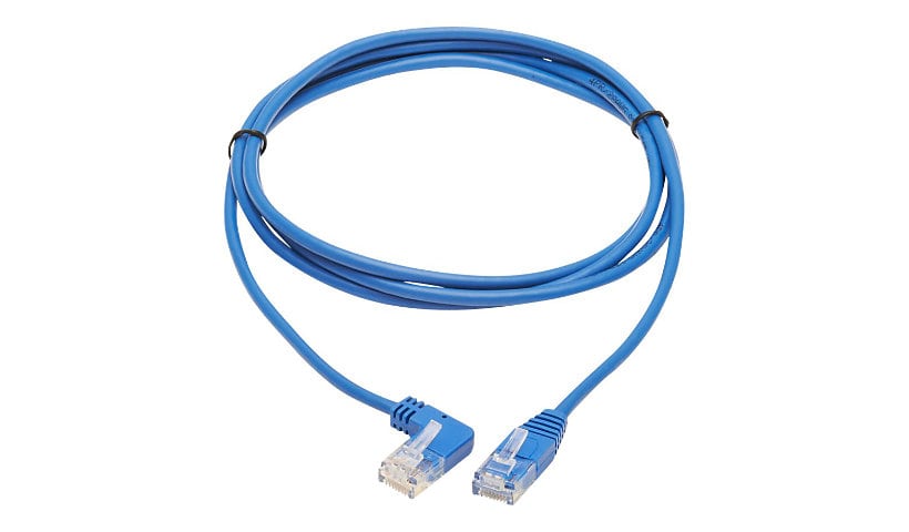 Tripp Lite Left-Angle Cat6 Gigabit Molded Slim UTP Ethernet Cable (RJ45 Left-Angle M to RJ45 M), Blue, 5 ft. - patch