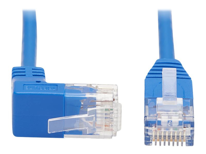 Eaton Tripp Lite Series Up-Angle Cat6 Gigabit Molded Slim UTP Ethernet Cable (RJ45 Right-Angle Up M to RJ45 M), Blue, 5