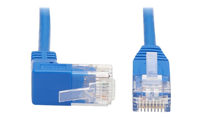 Tripp Lite Up-Angle Cat6 Gigabit Molded Slim UTP Ethernet Cable (RJ45 Right-Angle Up M to RJ45 M), Blue, 5 ft. - patch