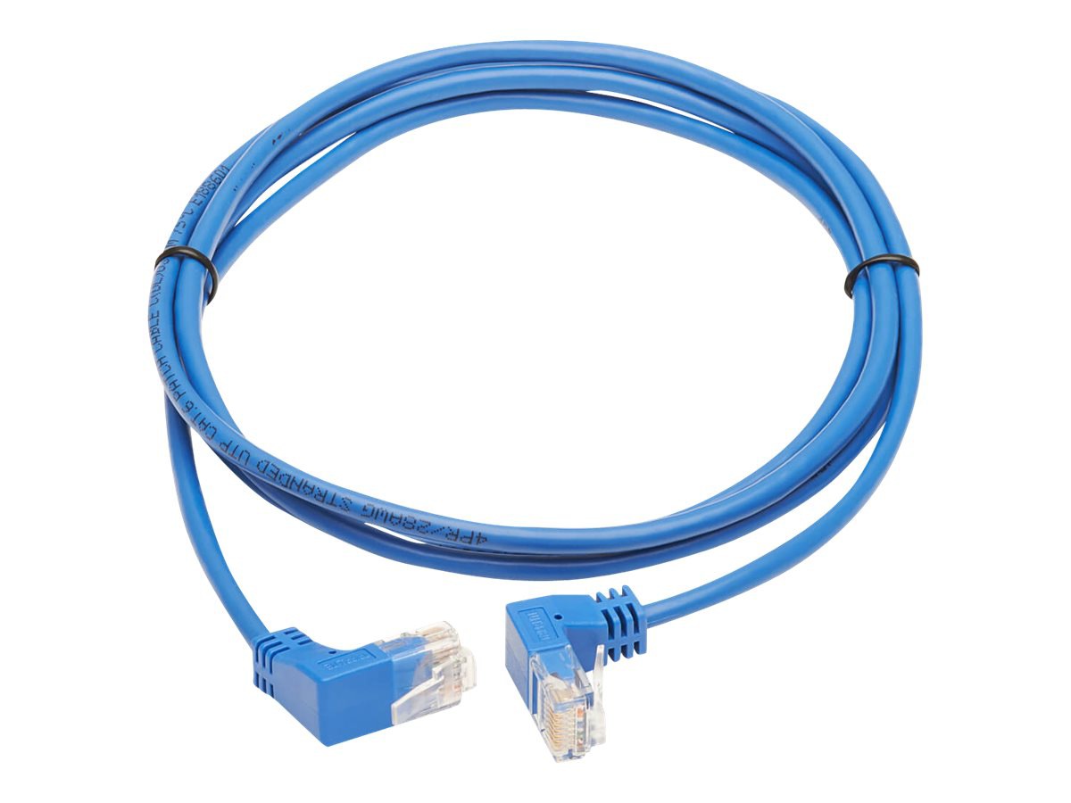 Tripp Lite Up/Down-Angle Cat6 Gigabit Molded Slim UTP Ethernet Cable (RJ45 Up-Angle M to RJ45 Down-Angle M), Blue, 7 ft.