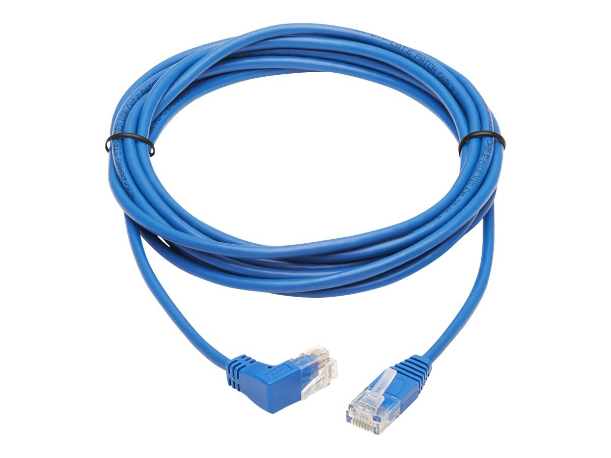 Eaton Tripp Lite Series Up-Angle Cat6 Gigabit Molded Slim UTP Ethernet Cable (RJ45 Right-Angle Up M to RJ45 M), Blue, 10