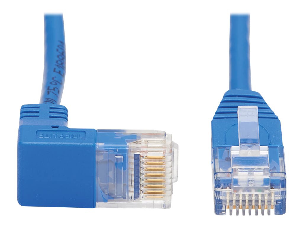 Tripp Lite Down-Angle Cat6 Gigabit Molded Slim UTP Ethernet Cable (RJ45 Right-Angle Down M to RJ45 M), Blue, 15 ft. -