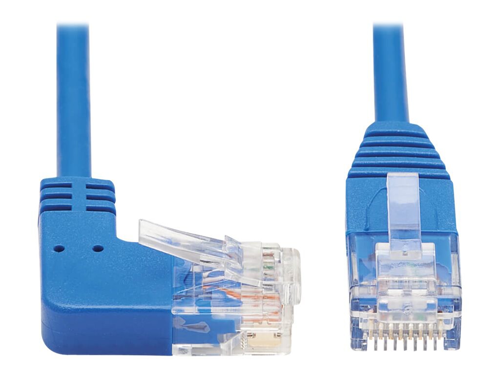 Down Angle Cat6 Gigabit Molded Slim UTP Ethernet Cable (RJ45 Right Angle  Down M to RJ45 M), 5 ft.