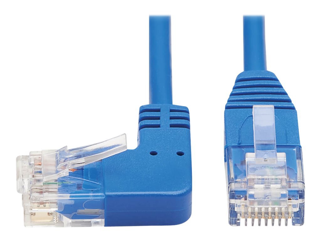 Tripp Lite Left-Angle Cat6 Gigabit Molded Slim UTP Ethernet Cable (RJ45 Left-Angle M to RJ45 M), Blue, 20 ft. - patch