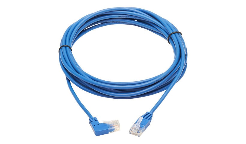 Tripp Lite Right-Angle Cat6 Gigabit Molded Slim UTP Ethernet Cable (RJ45 Right-Angle M to RJ45 M), Blue, 20 ft. - patch