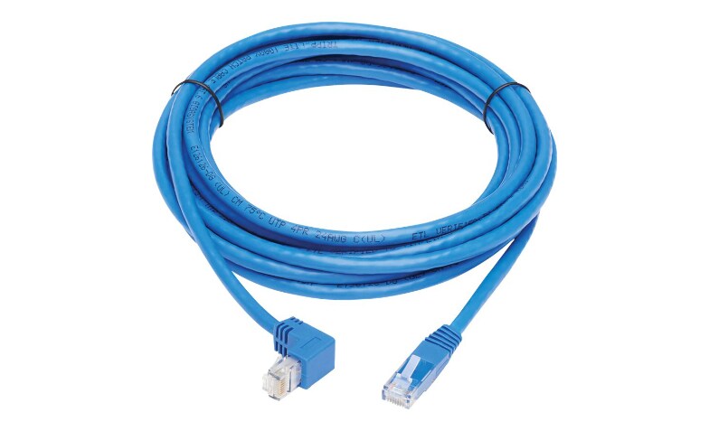 Tripp Lite Down-Angle Cat6 Gigabit Molded UTP Ethernet Cable (RJ45  Right-Angle Down M to RJ45 M), Blue, 15 ft. - patch - N204-015-BL-DN - Cat  6 Cables 
