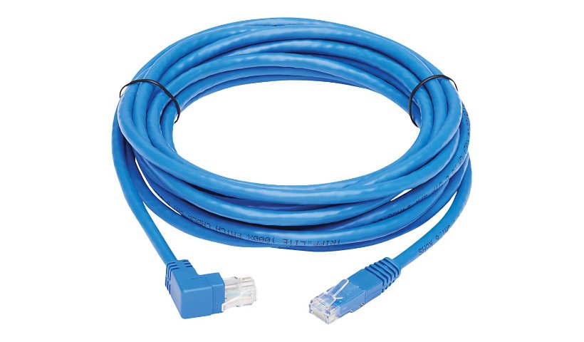 Tripp Lite Up-Angle Cat6 Gigabit Molded UTP Ethernet Cable (RJ45 Right-Angle Up M to RJ45 M), Blue, 15 ft. - patch cable