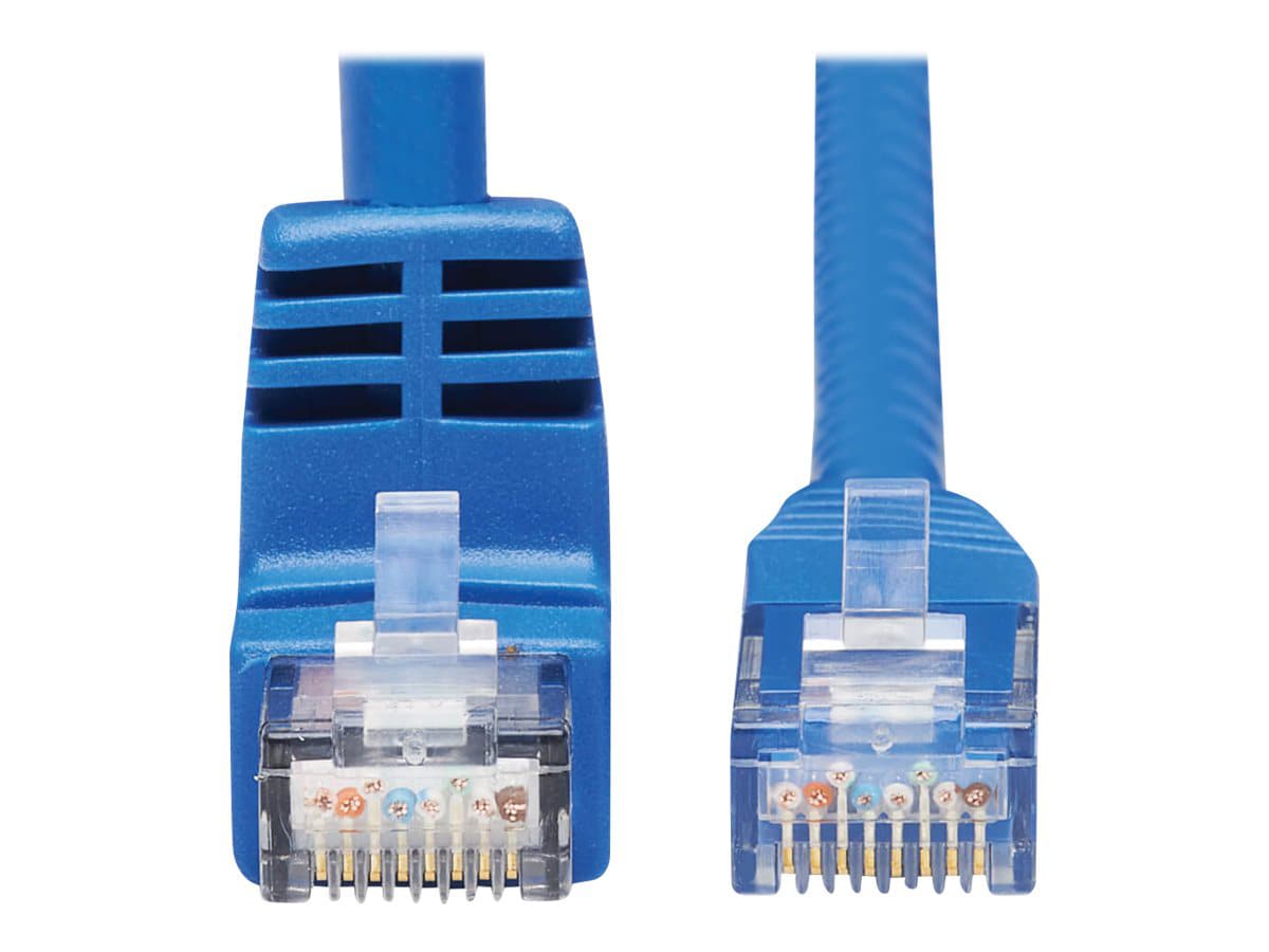 Tripp Lite Down-Angle Cat6 Gigabit Molded UTP Ethernet Cable (RJ45 Right-Angle Down M to RJ45 M), Blue, 20 ft. - patch