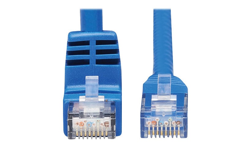 Tripp Lite Down-Angle Cat6 Gigabit Molded UTP Ethernet Cable (RJ45 Right-Angle Down M to RJ45 M), Blue, 20 ft. - patch