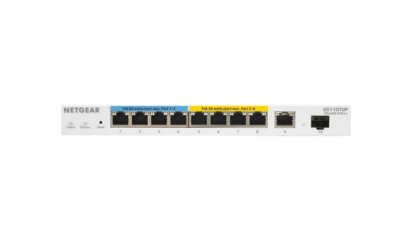 NETGEAR 10-Port Gigabit Ethernet Ultra60 PoE++ Smart Switch 240W (GS110TUP)