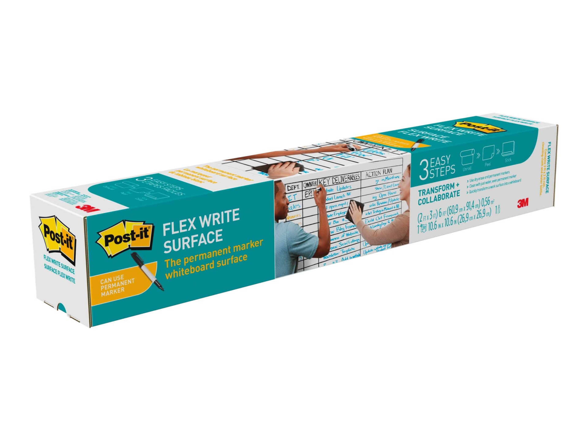 3M Post-it Flex 3' x 2' Write Surface - White