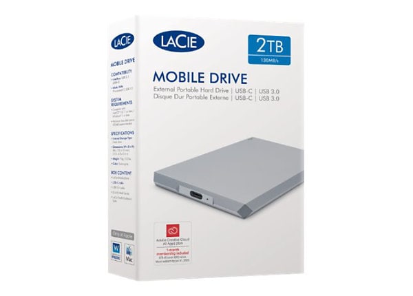 LaCie Mobile Drive STHG2000402 - hard drive - 2 TB - USB 3.1 Gen 2