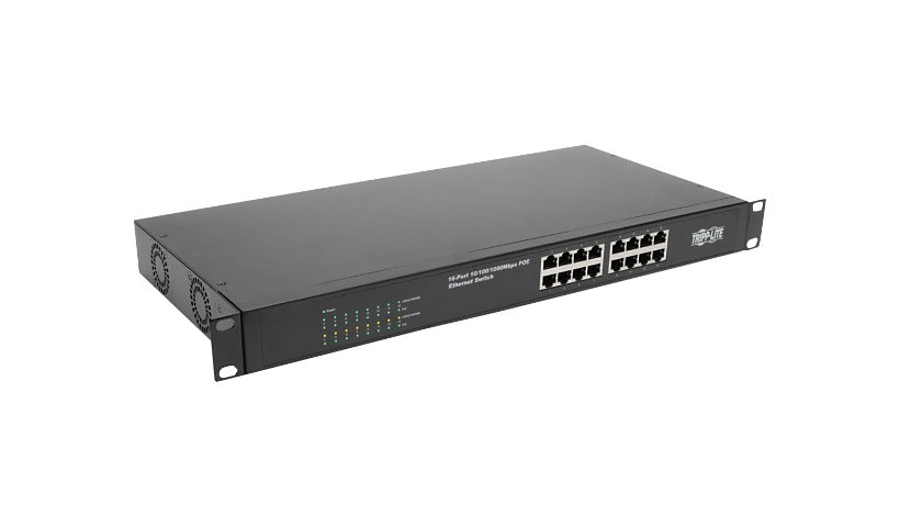 Tripp Lite 16-Port 10/100/1000 Mbps 1U Rack-Mount/Desktop Gigabit Ethernet Unmanaged Switch with PoE+, 230W, Metal