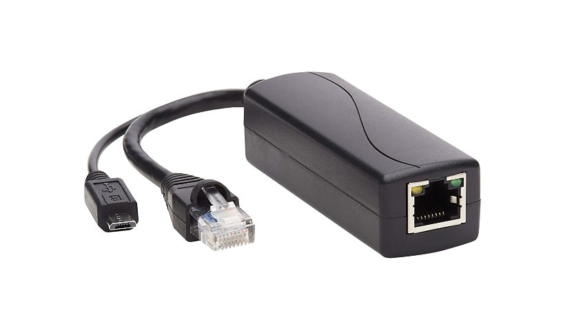 Tripp Lite PoE to USB Micro-B and RJ45 Active Splitter - 802.af, 48V to 5V 1A, Up to 328 ft. (100 m) - PoE splitter - 5