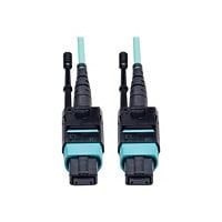 Eaton Tripp Lite Series MTP/MPO Patch Cable with Push/Pull Tabs, 12 Fiber, 40GbE, 40GBASE-SR4, OM3 Plenum-Rated - Aqua,