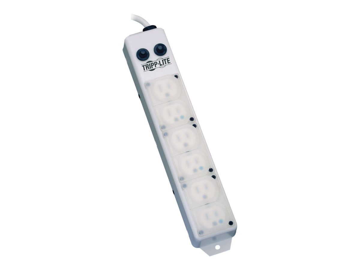Tripp Lite Safe-IT For Patient-Care Vicinity - Power Strip Medical Hospital Grade Antimicrobial UL1363A 6 Outlet 15A 7ft