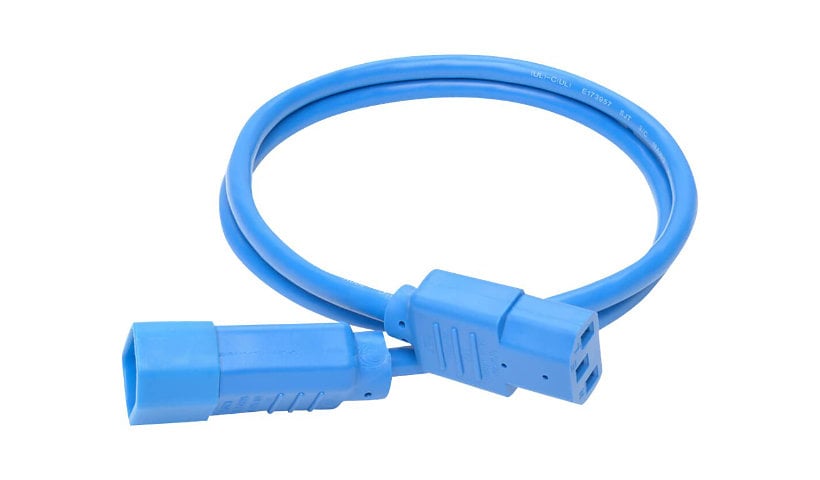 Tripp Lite Computer Power Extension Cord 10A 18AWG C14 to C13 Blue 3' 3ft