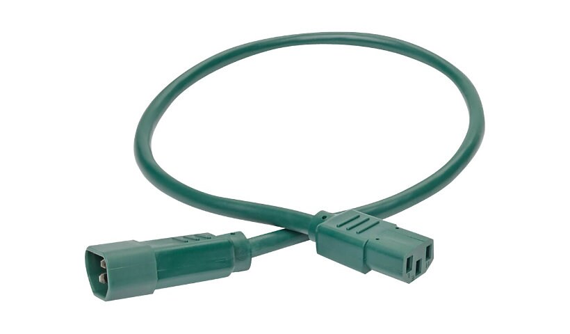 Tripp Lite Heavy Duty Power Extension Cord 15A 14 AWG C14 to C13 Green 2'