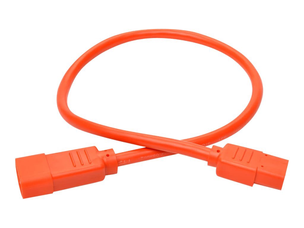 Eaton Tripp Lite Series Heavy-Duty PDU Power Cord, C13 to C14 - 15A, 250V, 14 AWG, 2 ft. (0.61 m), Orange - power cable