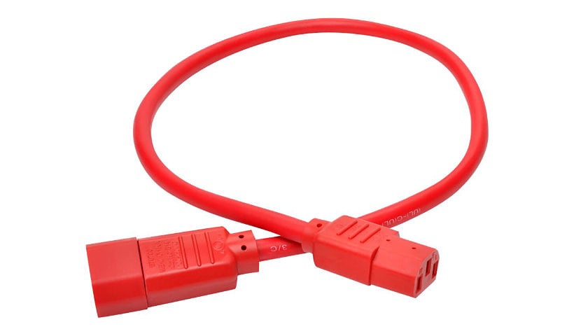 Eaton Tripp Lite Series Heavy-Duty PDU Power Cord, C13 to C14 - 15A, 250V, 14 AWG, 2 ft. (0.61 m), Red - power extension