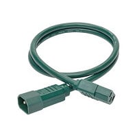 Tripp Lite Heavy Duty Power Extension Cord 15A 14 AWG C14 to C13 Green 3'