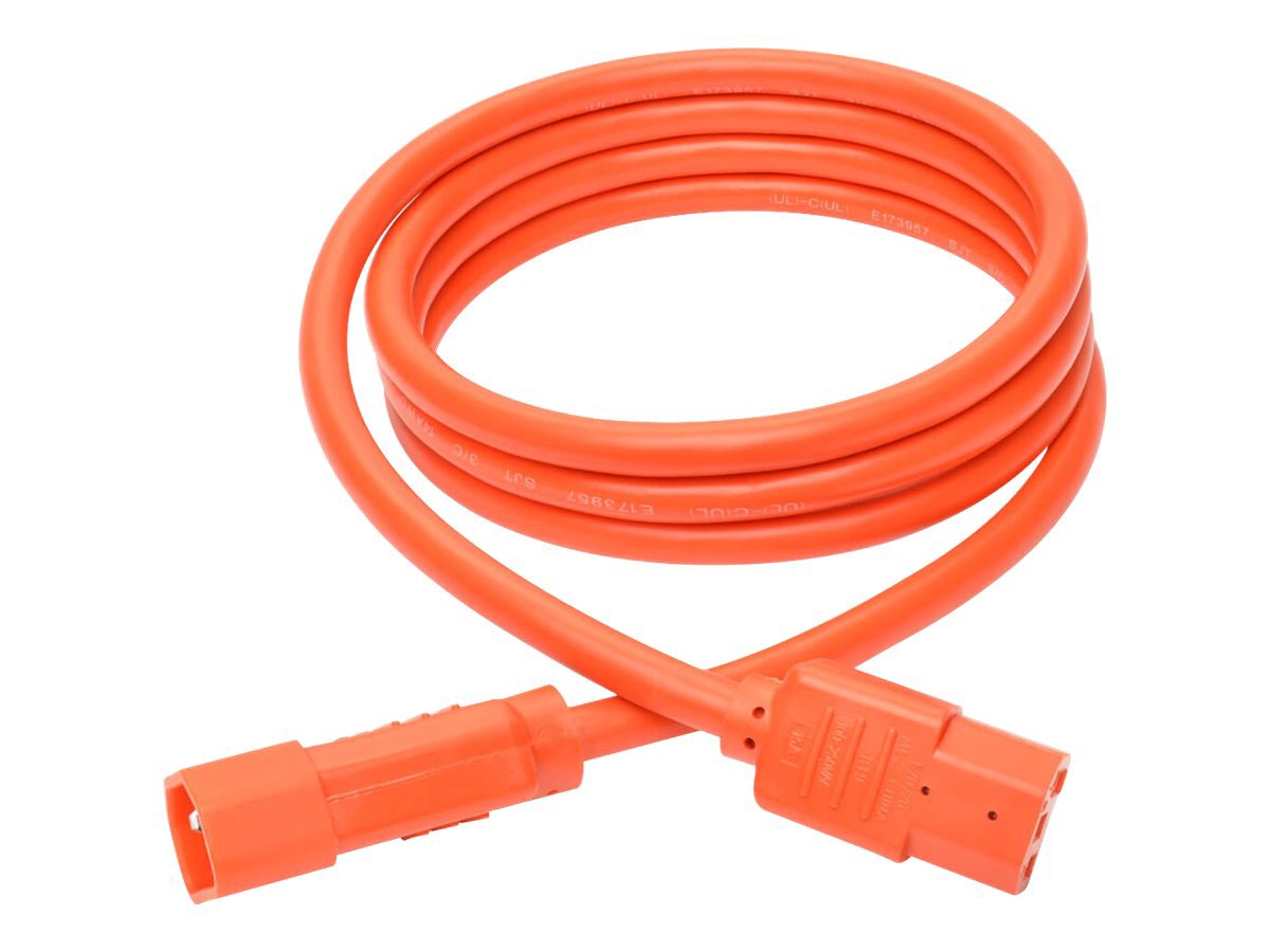 Eaton Tripp Lite Series Heavy-Duty PDU Power Cord, C13 to C14 - 15A, 250V, 14 AWG, 6 ft. (1.83 m), Orange - power