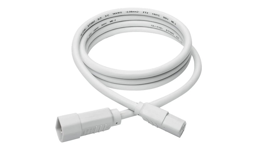 Eaton Tripp Lite Series Heavy-Duty PDU Power Cord, C13 to C14 - 15A, 250V, 14 AWG, 6 ft. (1.83 m), White - power