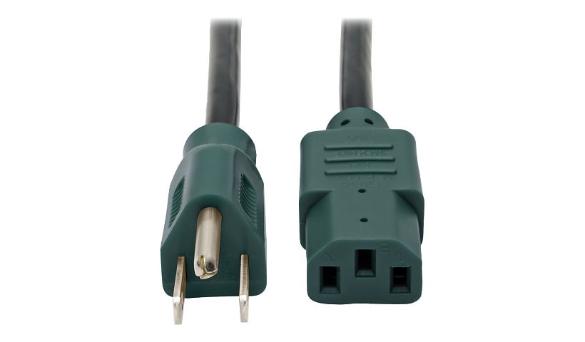 Tripp Lite Computer Power Extension Cord 10A 18AWG 5-15P C13 Green Plugs 4'