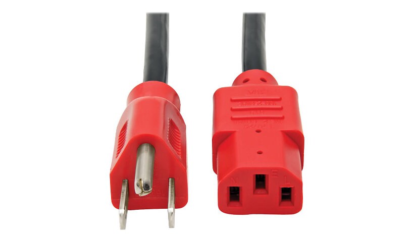 Tripp Lite Computer Power Extension Cord 10A 18AWG 5-15P C13 Red Plugs 4'