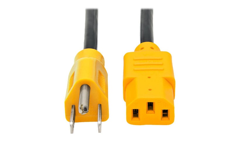 Tripp Lite Computer Power Extension Cord 10A 18AWG 5-15P C13 Yellow Plug 4'