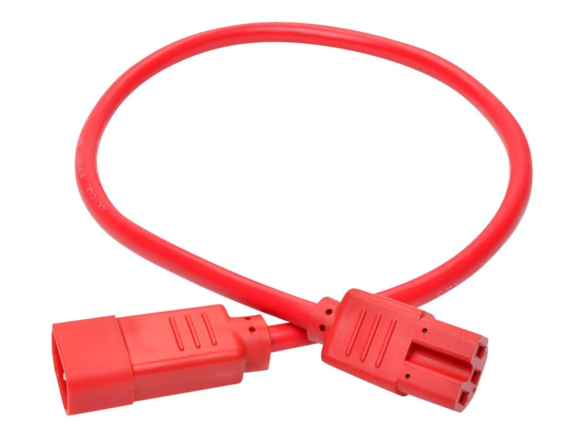 Tripp Lite Heavy Duty Computer Power Cord 15A 14AWG C14 to C15 Red 2' 2ft