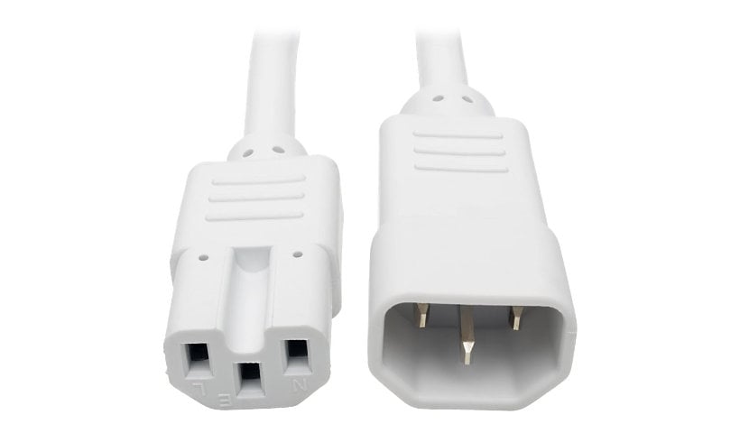 Tripp Lite Heavy Duty Computer Power Cord 15A 14AWG C14 to C15 White 3' 3ft