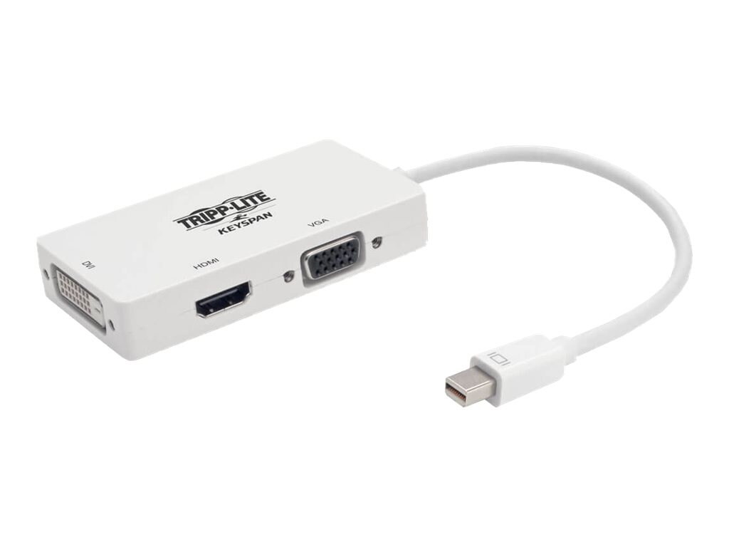 Tripp Lite Keyspan Mini DisplayPort to VGA/DVI/HDMI All-in-One Converter Adapter, Thunderbolt 1/2, 1080p, White mDP to