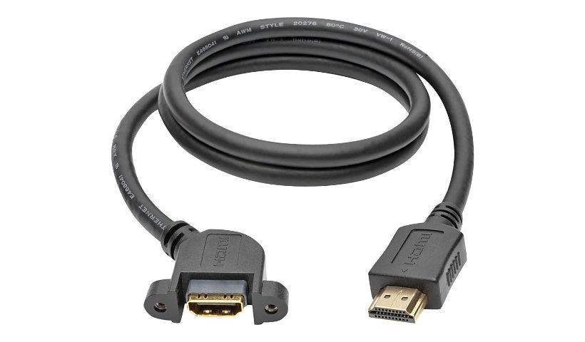 Tripp Lite Hi-Speed HDMI Cable w Ethernet Video & Audio Panel Mount M/F 3'