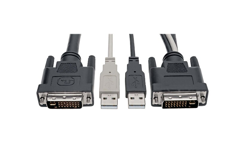 Tripp Lite DVI to USB-A Dual KVM Cable Kit - (2x Male/2x Male), 1920 x 1200 (1080p) @ 60 Hz, 10 ft. - keyboard / video /