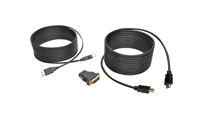 Tripp Lite 15ft HDMI DVI USB KVM Cable Kit USB A/B Keyboard Video Mouse 15' - video / audio / data cable kit - HDMI /