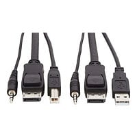Tripp Lite KVM Cable Kit, 3 in 1 - 4K DisplayPort, USB, 3,5 mm Audio (3xM/3xM), 4:4:4, 3,05 m, Black - video / USB /